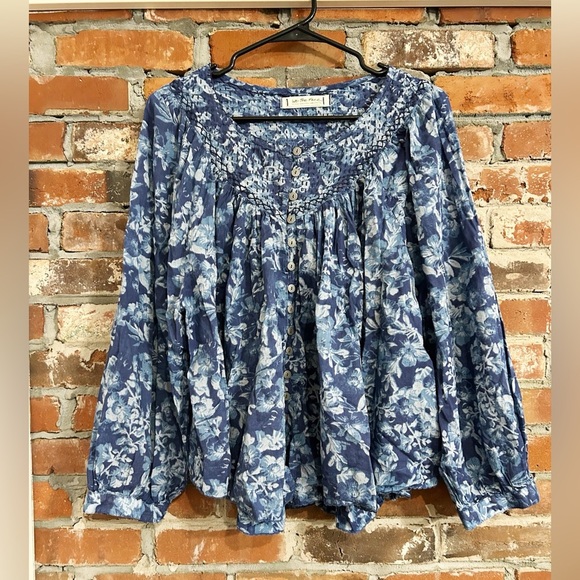 We The Free Floral Blue Women's Top Size M - Picture 2 of 10